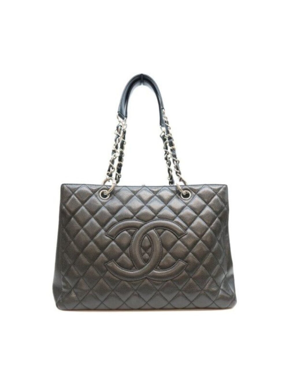 Chanel Black Caviar Silver Grand Shopping Tote Bag GST